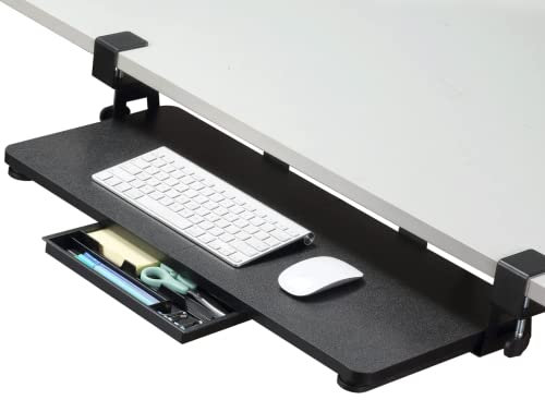 ETHU Tastaturauszug, Tastaturablage 68×30 cm mit C-Klemmhalterung, Untertischmontage Tastaturauszug für Schreibtische, Ergonomische Computer-Tastaturablage für Zuhause und Büro