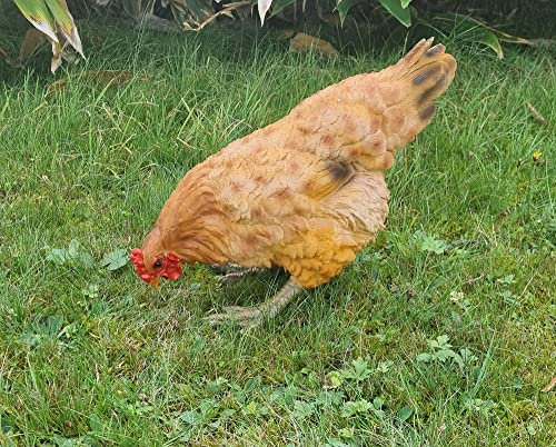 Fachhandel Plus Dekofigur Henne Huhn Trudi pickend lebensechte Gartenfigur Tierfigur Gartendeko