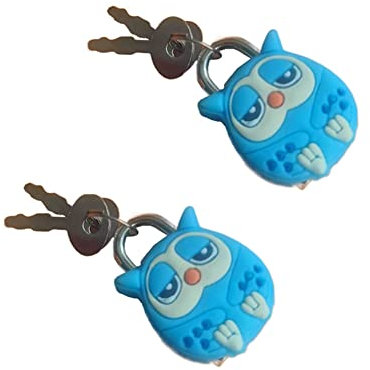 Cute Owl Lock Padlock with Keys for Suitcases Jewelry Box Handbag, Cartoon Animal Mini Padlock Security Lock for Backpack Lockers Cabinet Kid Gift (2 Pack)