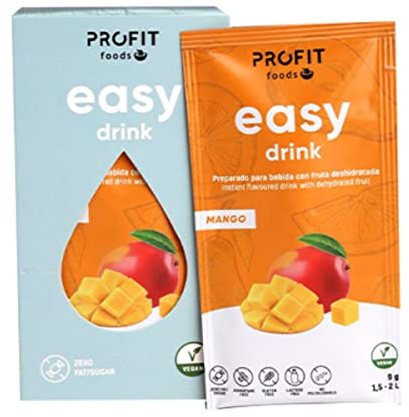 PROFIT - Easy Drink Mango - Bebida instantánea con saborizante natural sin azúcares sabor Mango - Ideal para hidratarte y disfrutar de un refresco bajo en calorías - 15 sobres de 9 gramos