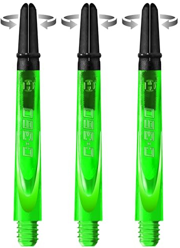 Harrows Darts Technology Carbon 360 Shafts, Rotating Carbon top von Thor-Sports (Short, Green)