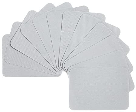 AXEN 12PCS Iron on Repair Patches, 100% Cotton Fabirc Mending Patches for Clothing, Pants, Dress, Shirts, Coats, Jeans and More, Grey