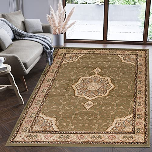 Mazovia Orientalisch Teppich - Traditioneller Teppich für Wohnzimmer, Esszimmer - Orient Teppiche Ornament - ÖKO-TEX Wohnzimmerteppich Grün - 60 x 100 cm