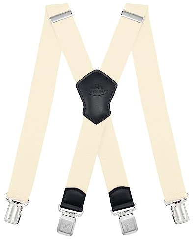 Dresime Bretelles Homme Larges Réglable Élastique Extra Fort 4 Robuste Clips, pour Hommes et femmes avec en forme X Design et Sangles Extra Larges -4cm