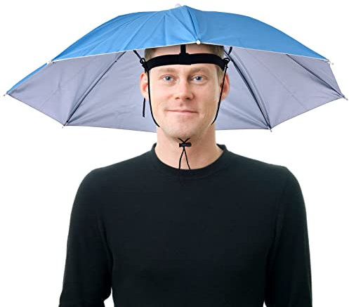Hut Regenschirm, Kopfbedeckung, Sonnenschirm, UV-Schutz, für Erwachsene, Kinder, Festival, Hut, tragbar, wasserdicht, freihändig, Regenschirm, Hut zum, Wandern, , Pedester, blau, 1