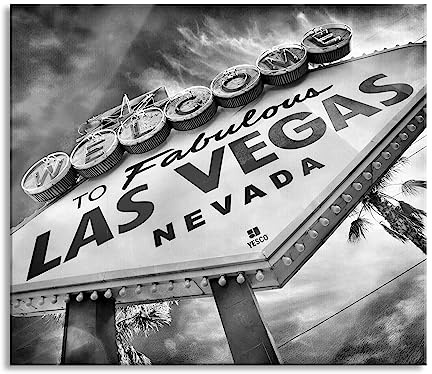 Las Vegas Retro Look Herdabdeckplatte & Spritzschutz aus Echtglas | Für Herd-Kochfelder | 60x52 cm