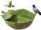 RAINPOP Bird Feeder and Bath, Ceramic Bowl for Wild Birds, Free Standing Stone Garden Decor, Green
