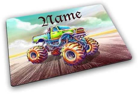 Textil Tischset mit Name/Gummirückseite/Platzdeckchen Platzset/personalisiert (Monstertruck)