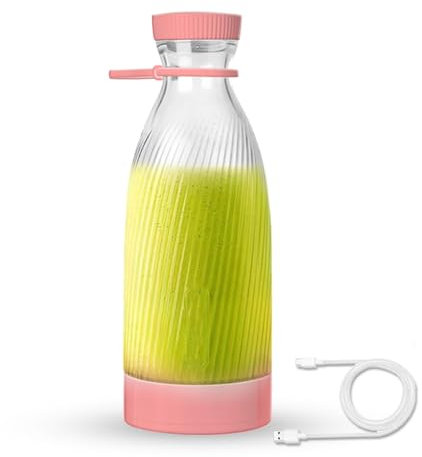 Fresh Juice Blender Portable, 500 Ml, Conception à 6 Lames Blender Portable, Recharge Usb Portable Sans Fil Blender Portable, Pour La Maison, Les Sports De Plein Air, Les VéHicules,Pink