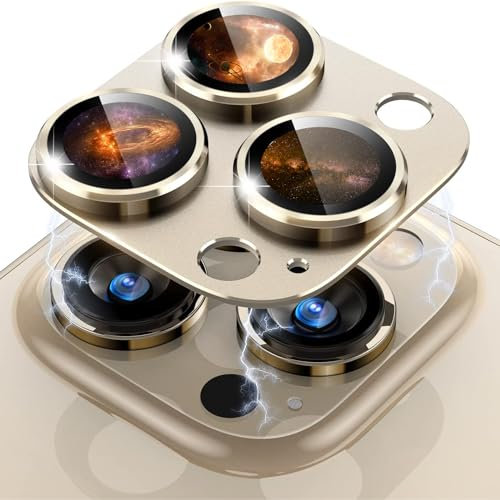 LanQii Kameraschutz Kompatibel mit iPhone 12 Pro Max, Kamera Schutzfolie Panzer Schutz Glas Folie Linsenschutz Aluminiumlegierung 9H Härte für iPhone 12 Pro Max -Gold
