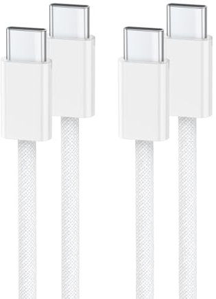 BabbleCom iPhone 15 Charger Cable 60W, USB C to USB C Fast Charging Cable Braided [2-Pack/2M] for iPhone 17,17 Air,16, 15,Pro/Max,iPad,iPad Pro,iPad Air,iPad Mini,MacBook Air,MacBook Pro,Type C Cable