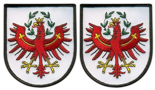 Set mit zwei Wappen von Tirol, zum Aufbügeln auf der Rückseite, bestickt