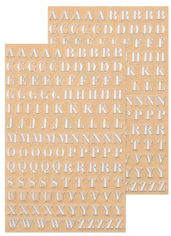 QUARKZMAN 2 Blätter Buchstaben Aufkleber, 3D Selbstklebende Groß Klebebuchstaben Sticker für Postfach,Schilder,Adressnummer,DIY Scrapbooking,Dekoration,Silber（Buchstaben A-Z) | Mini-Aufkleber aus Metallic-Alphabet, Großbuchstabe, für Harznägel, Scrapbooking, von A bis Z