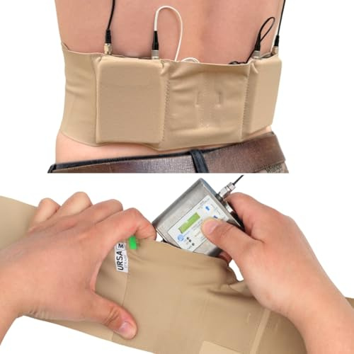 URSA Waist Strap - Double Pouch, Medium Waist (Beige) | Ultra Slim, Breathable & Stretchy Microphone Transmitter Straps, Compatible with Most Transmitter/Receivers