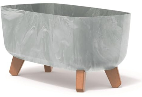 BirnePower Blumentopf Blumenkübel mit Füßen Pflanzkübel mit Pflanzeinsatz Beine Pflanzschale Beton Optik Gracia Case Übertopf (Grau Beton, 39cm)