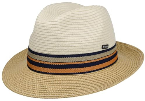 LIPODO Sombrero de Paja Corinaldo Bogart Hombre - Made in Italy Sol con Banda Grosgrain Verano Primavera/Verano - XL (60-61 cm) Blanco Crema