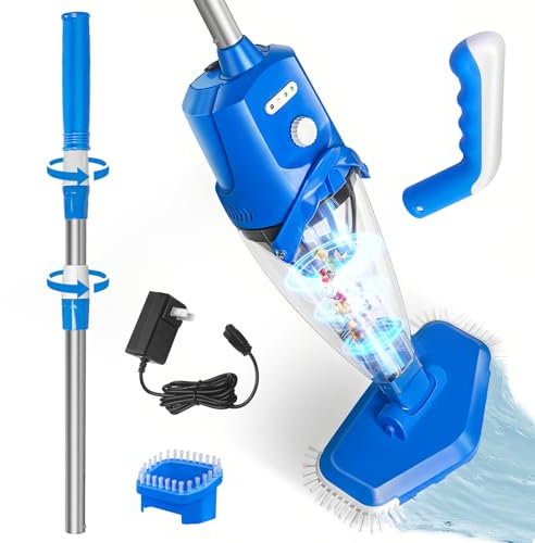 PoolyPoly Pool Vacuum Cleaner with Stronger Suction, Wireless Rechargeable Pool Cleaner, 1.8 Liters Filter, Handheld Vacuum Cleaner for Small Pools, Spas, Hot Tubs, Blue