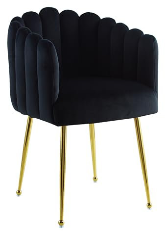 Qiyano Samtstuhl Schwarz Komfortables Design, Pflegeleicht & Vielseitig für Esszimmer, Büro & Wohnzimmer