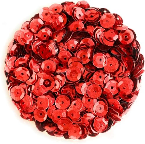 Angel Malone 15g Approx.1900 pcs. 5mm in Diameter Premium Quality Cup Sequins DIY Arts Crafts Making - UK Seller (Red 5mm)