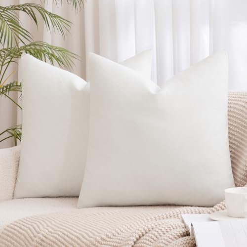 MIULEE 2er Kissenbezug 50x50 Reinweiß Chenille Kissenbezüge Kissenhülle Sofakissen dekokissen zierkissen für Couch Sofa Wohnzimmer