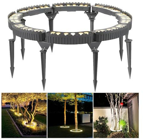 ETRYOX Outdoor Palm Tree Lights, LED Low Voltage Landscape Tree Ring Lights, Garden Lights, IP65 Weatherproof(Warm white light,Pack of 8)