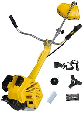 Nemura Débroussailleuse Thermique 63cc avec Système Anti-Vibrations - Livrée avec 1 Bobine, 1 Disque, 1 Harnais, 1 Bidon de mélange et 1 Pochette d'outils - Semi-Professionnelle - Marque Française