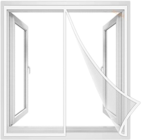 Zanzariera Finestra Magnetica 90x230 cm, Zanzariere Magnetiche Chiusura Automatica Magnetica Anti Zanzare per Legno Ferro, Finestre in Balcone Bianco, Rinforzata