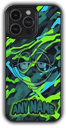 mypetsdirect.co.uk iPhone 13 Mini Compatible Personalised Neon Camo Phone Case, Camouflage Bumper Cover, Anti-Scratch, Anti-Drop, Camera Lens Protection, Sidewall Bumper, ShockProof Drop Protection