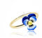Stiefmütterchen Ring handbemalt inspiriert von Vintage Emaille Blumen Schmuck Gold plattiert oder Rhodium plattiertes Ring Band Geburtsblume Siefmütterchen Blumenring Geschenkidee (Gold)