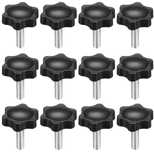 12 Pcs M8 Tornillos Moleteados Perilla de Estrella, Tornillos de Pomo en Estrella, M8 x 20mm Estrella Perilla de sujeción Empuñadura, Manija Perilla Tornillo de Mariposa para Máquina Herramienta