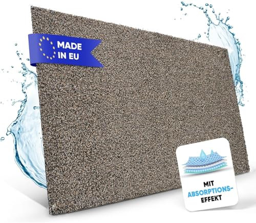 Entrando Fussmatte 100x250 cm - innen und aussen - Baumwolle - rutschfest, waschbar, robust - passt unter der Tür - für Flur oder überdachten Eingangsbereich (Granit)