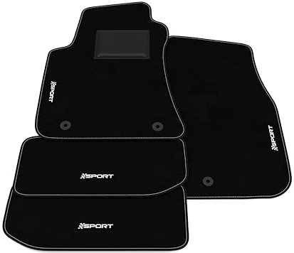 Fußmatten kompatibel mit Dodge Challenger 2014-, Sport Stickerei, maßgeschneidertes Auto-Fußmatten-Set, Teppich Set