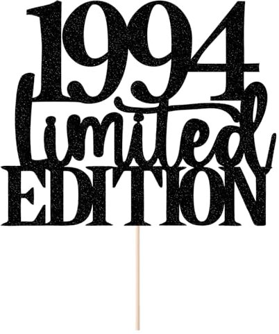 Limitierte Auflage, 1994, Tortenaufsatz, 30. Geburtstag, Happy Birthday, Tortenaufsatz, Männer und Frauen, Cheer 30 Jahre, handgefertigt, schwarzer Glitzer, Kuchendekoration (1994)