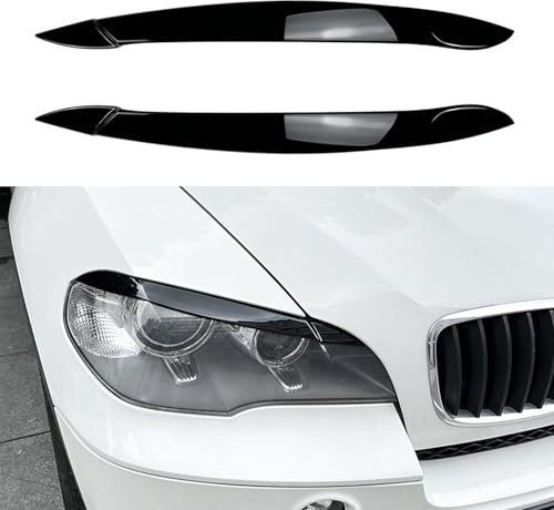 1 Paar Auto Scheinwerfer Augenlid Augenbrauen Trim Aufkleber für BMW X5 E70 08-13 Glanz Schwarz