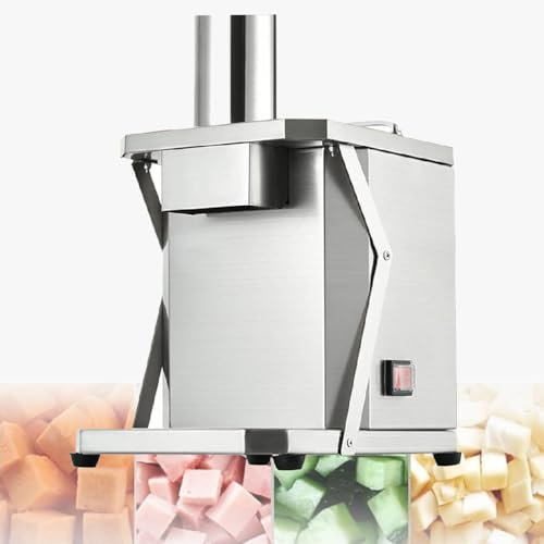 GAYAYAS Picadora de Verduras en Cubitos de 200 W, Picadora de Verduras Eléctrica Comercial, Picadora Automática de Cebollas y Patatas, Procesador de Alimentos, para Hotel y Restaurante