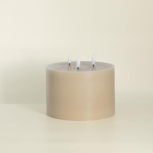 Geschenkbox Große LED Kerze 15cm x 15cm mit 3 Dochten, batteriebetrieben, echtes Wachs - Stimmungsvolle Dekoration, ewig haltbar und sicher - ideal für Haushalte mit Kindern oder Haustieren (schwarz)