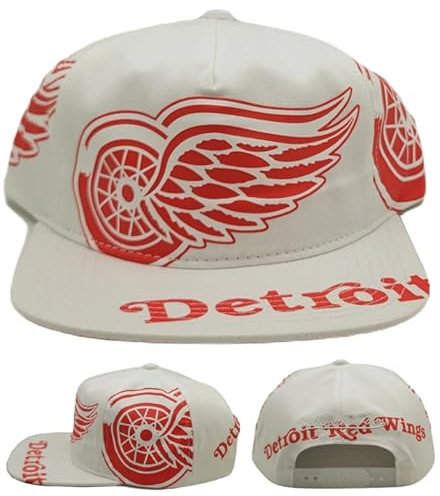 Mitchell & Ness Detroit Red Wings New NHL Vintage Deadstock in Your Face White Red Era Snapback Hat Cap, Weiss/opulenter Garten, Einheitsgröße