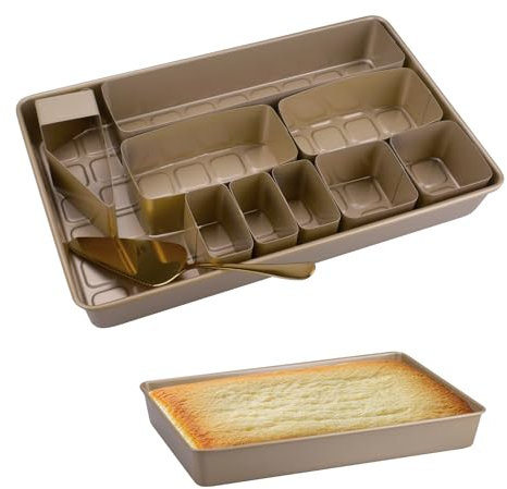 imposyu Stampo Numeri per Torte Stampo per Dolci con Numeri e Lettere Regolabile Antiaderente Stampi per Torte Rettangolari per Compleanni Anniversari (37,5 x 23,8 x 5 cm, oro)