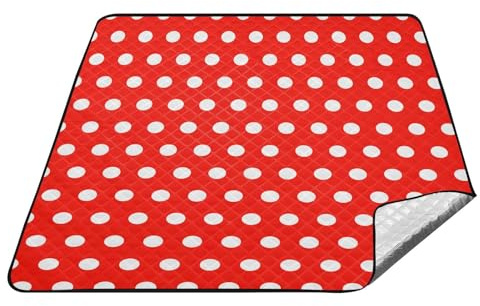 Joitme Retro Polka Dots rote Picknickdecke, große Picknickdecke, Camping-Picknickdecke