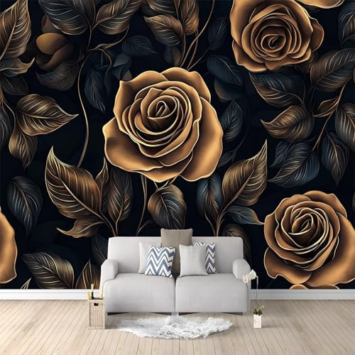 Generico Carta da Parati 3D Oro Rame Rosa 400x280 cm Carta da Parati TNT Fotomurali Moderna Carta Parati Fotomurale, per Soggiorno, Camera Letto, Sala Pranzo, TV Sfondo