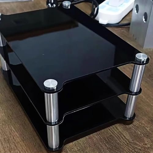 Stand Audio Storage Media Table for Home Office System, Electronics Equipment Stereo Cabinet Stand, Video Components Organizer Console/Game Shelve(Black