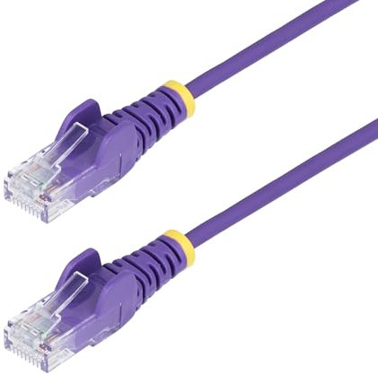 StarTech.com Câble Ethernet CAT6 Violet Fin de 2,5m, Sans Accroc, 100W PoE, UTP, LSZH, Fil de Cuivre Pur 28AWG, Cordon RJ45