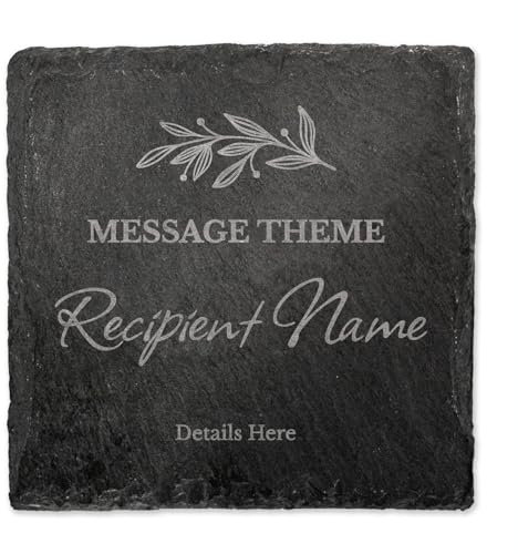 1 Personalised Customised Engraved Square Slate Drinks Coaster Gift Present 100mm X 100mm Primary Teaching Services (Natural Finish)