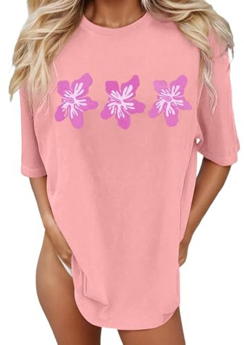 Generisch Casual Tee Shirts Basic T Shirt Damen Elegant Sommer Lockere Shirts Grosse Grössen Tshirt Damen Sommer Weiß Bedrucken T-Shirt - Rundhals Kurzarm Oberteile Baumwolle