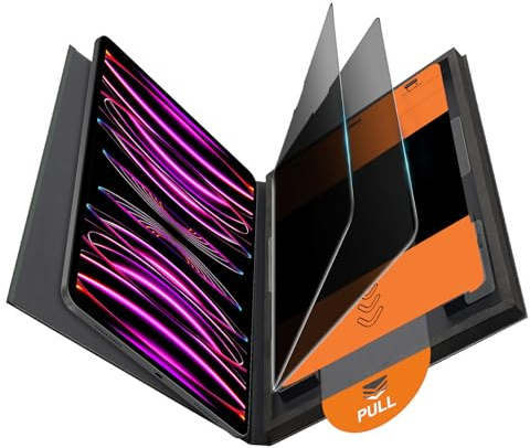 OMOTON Confezione da 2 pellicole protettive privacy per iPad Pro 12,9 di 6a/5a/4a/3a generazione (2022/2021/2020/2018, in vetro temperato anti-spia, con vassoio di facile installazione, compatibile