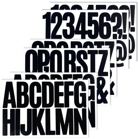 3 Inch Vinyl Letter Stickers - 96 Pcs Black Large Alphabet Number Sticker