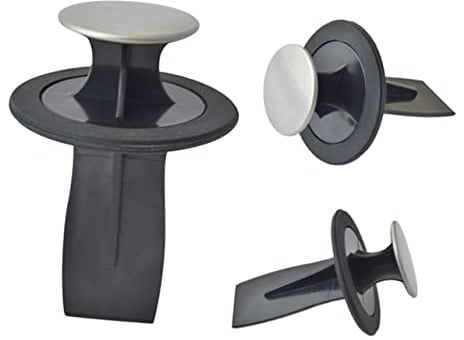 Tritarifiuti da Lavello Multifunzione, Tappo Acqua Nero in Acciaio | Tenuta Idrica, Raschiatore Residui, Accessorio per Scarico Cucina, Compatibile Lavello 84-86mm, Plastico