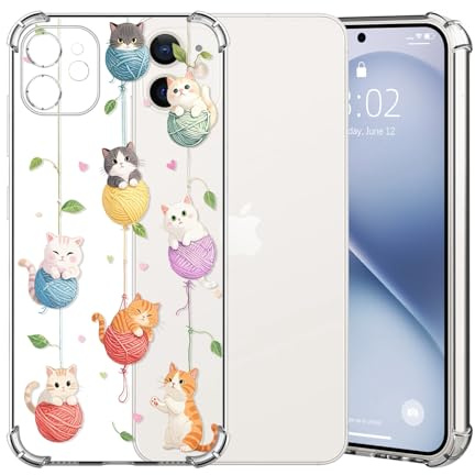 ChoosEU Clear Case for iPhone 11 with Flower, Cat | Slim Soft TPU Silicone Phone Case, Floral Pattern Print Design for Women Girl, Shockproof Airbag Protective Transparent Cover