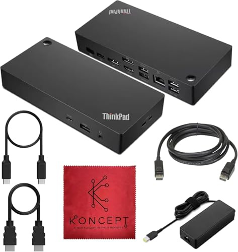 40AY0090US Docking Station Thinkpad Dual Monitor - Supporta display 4K, Dock universale Lenovo USB Type-C Gen 2 con cavi HDMI 4K, DP e USB C