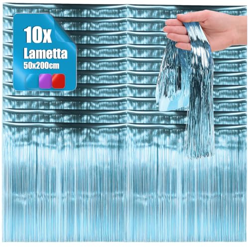 com-four® 10x Lametta-Girlande, Glanzfäden für Weihnachten, Deko-Streifen | Christbaumschmuck für den Tannenbaum - Lametta-Vorhang mit glatten Fäden